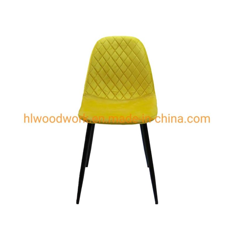 Wholesale Comfortable Home Furniture Dining Room Chairs Dining Chair New Velvet Metal Leg Dining Chairs Dining Room Furniture Yellow Dining Chair