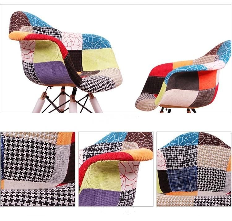 Modern Fabric Dining Chairs with Armrest Patchwork Armchairs Nordic Chair for Living Room Dining Room Bedroom Office Cafe