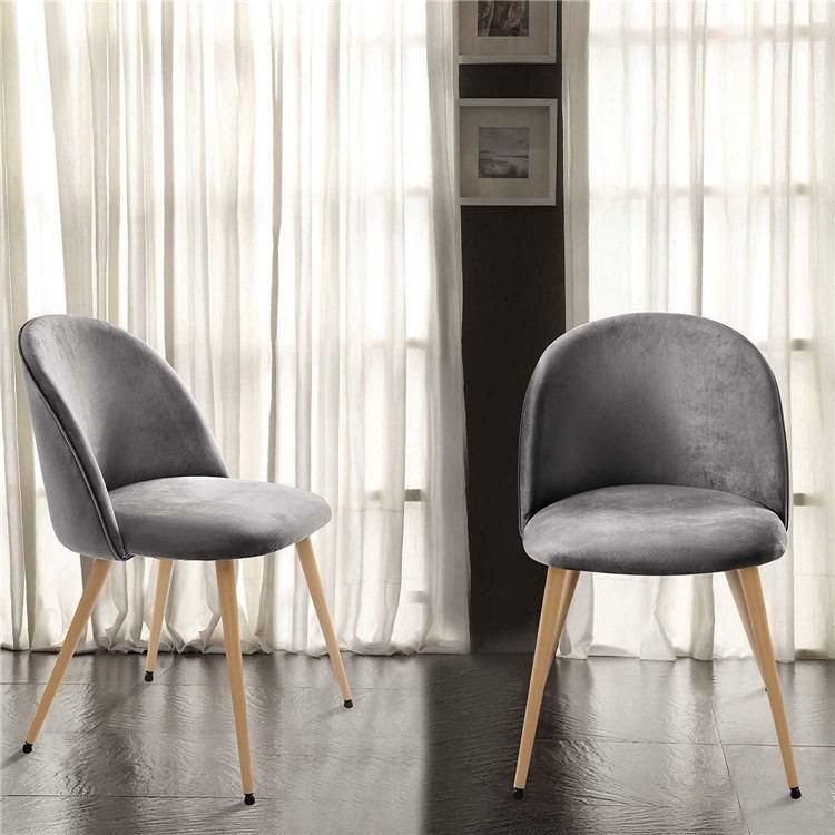 New Design Wholesale Modern Home Furniture Living Room European Metal Legs Dining Chair with Velvet Fabric