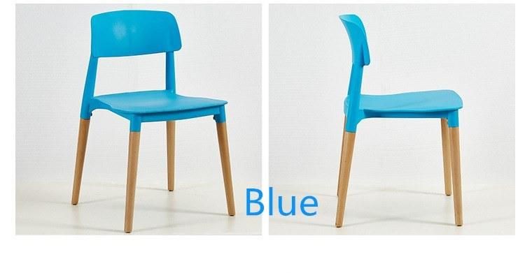 Popular Customized Nordic Rustic Stacking Plastic Seat Solid Beech Wood Dining Chair