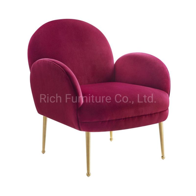 Wholesale Modern Style Velvet Fabric Leisure Living Room Chair