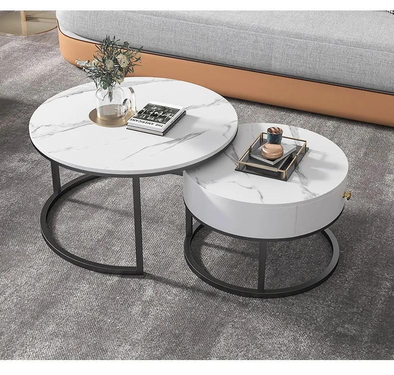 China Home Furniture Factory New Fashion Design Diningroom Livingroom Stainless Steel Marble Coffee Table