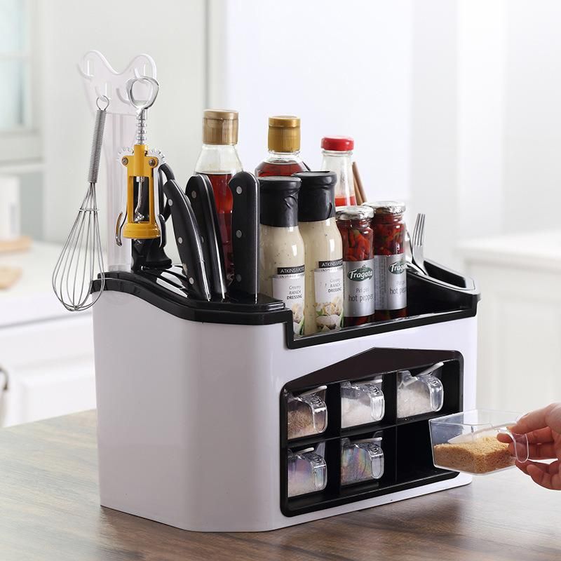 Multifunctional New Product Kitchen Storage Box Household Storage Rack Seasoning Flavor Bottle Cans Combination Knife Rack