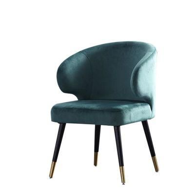 Modern Velvet Fabric Upholstered Metal Gold Leg Dining Chair Ottoman Chairs