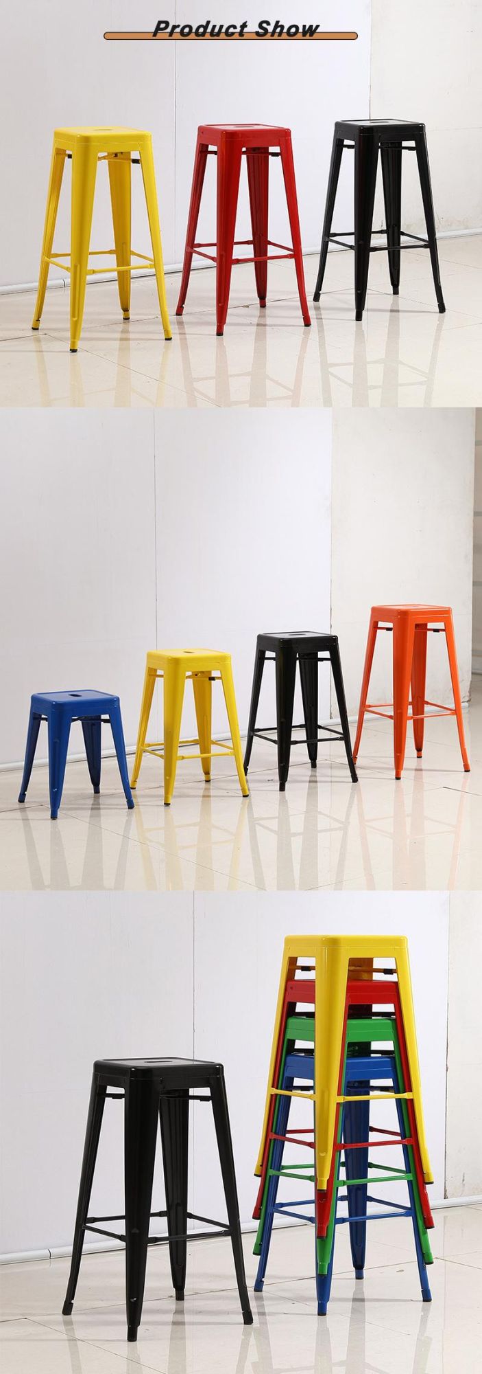 Stacking Kitchen Bar Party Furniture Colorful Metal Dining Chair Bar Stool Chair for Outdoor