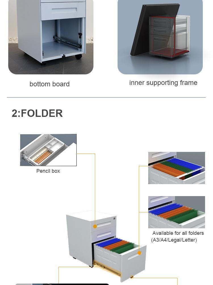 Switzerland Drawer Mobile Storage Pedestal Cabinet for Office Storage and Filing