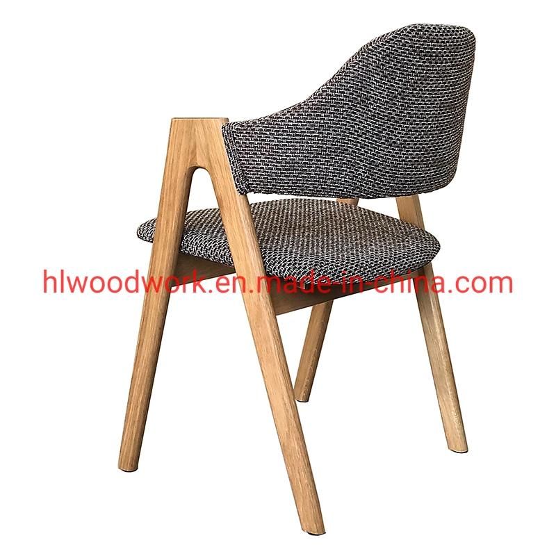 Resteraunt Furniture Oak Wood Tai Chair Oak Wood Frame Natural Color Brown Fabric Cushion and Back Dining Chair Coffee Shop Chair Dining Chair