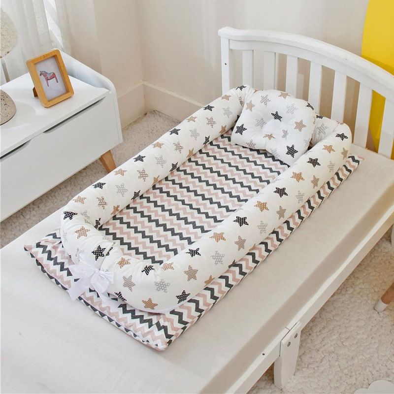 100% Cotton Portable Crib Baby Nest Bed Lounger Multifunction Breathable Deep Sleeping Baby Bed in Bed