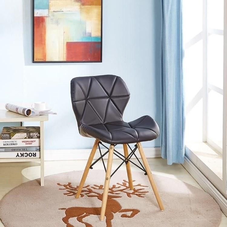 Restaurant Coffee Shop Living Room Soft Leisure Chair Sedie Solid Wood Leg Butterfly PU Leather Upholstered Dining Chair for Home