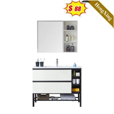 Cutomized Sized Stylish Bathroom Set Metal Handle LED Mirror Melamine Bathroom Cabinet