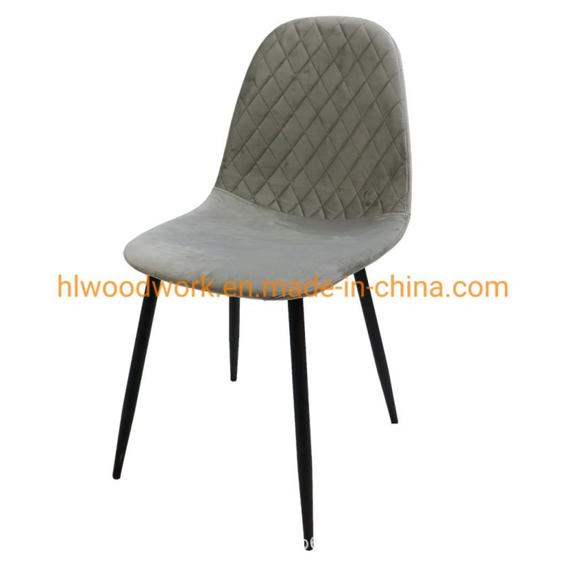 Modern Dining Room Chair Furniture Custom Color Antique Brown Velvet Fabric Dining Chairs Black Metal Leg Dining Room Chair for Home Furniture Dining Chair