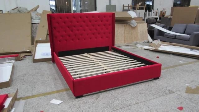 Cheap Wooden Bed with Fabric Cover