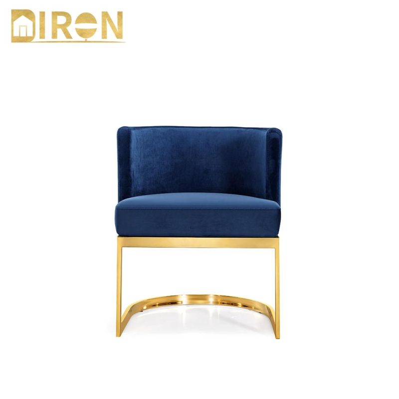 Factory Supply High Quality Golden Stainless Steel Frame Velvet Dining Chair