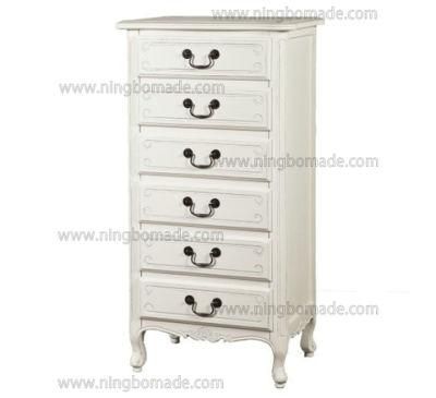 Nordic Louis Style Household Furniture Natural Top and Louis White Down Six Drawers Chest of Cabinet