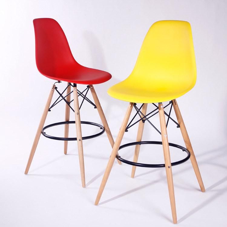 Yellow Bar Stools with Wooden Legs Island Stool Bar Patio Bar Stool for Dining