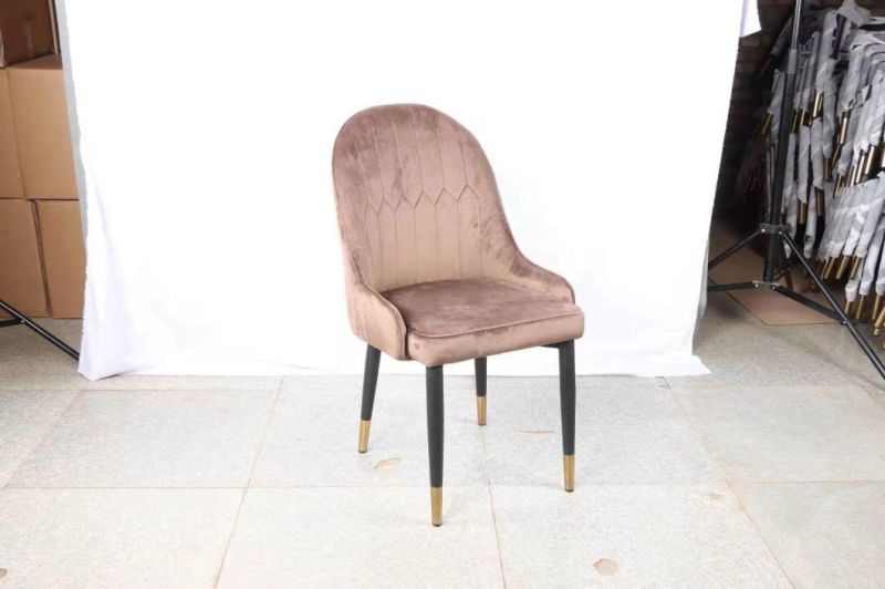 European Comfortable High Quality Fabric Dining Chairs with Metal Legs