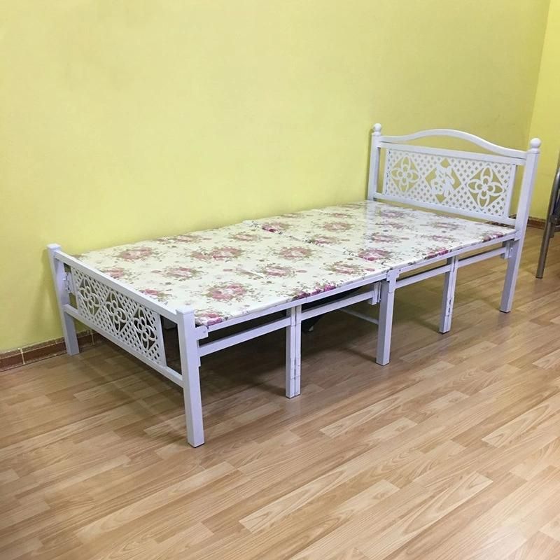 Hotel Home Furniture Modern Student Double Metal Frame Bedroom Folding Bed