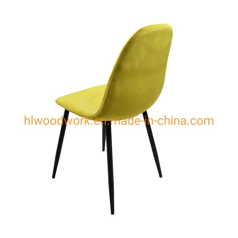 Wholesale Comfortable Home Furniture Dining Room Chairs Dining Chair New Velvet Metal Leg Dining Chairs Dining Room Furniture Yellow Dining Chair