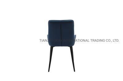 European Design Dining Room Furniture Ergonomic Blue Velvet Steel Leg Dining Chair