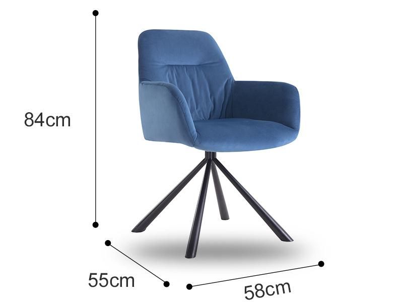 Best Sale PU Leather Fabric Seat Velvet Chair with Metal Legs Scoop Dining Chair