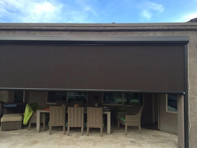 Factory Outlet Windproof Motorized Outdoor Roller Blinds with Side Track