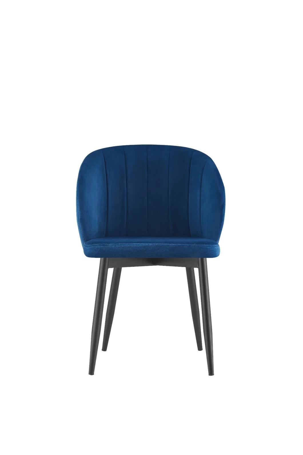 Modern Style Colorful Fabrics Chair with Metal Leg High Back Quality Restaurant Velvet Dining Chair