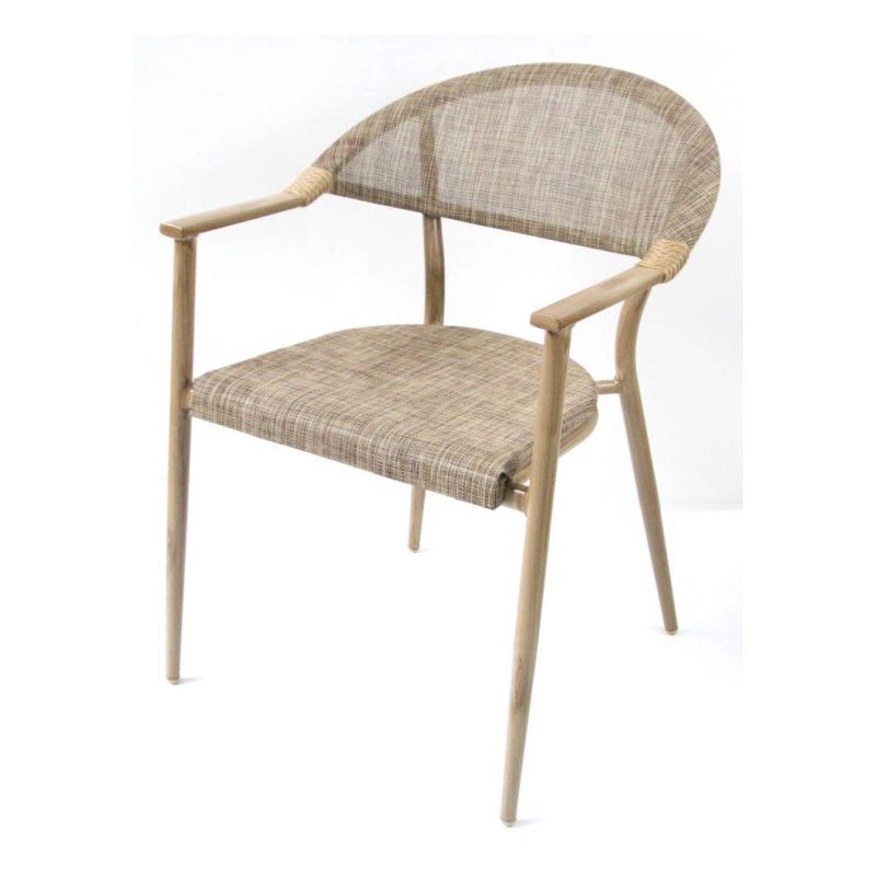 Foshan Leisure Armrest Stackable Modern Fabric Luxury Metal Furniture Dining Chair