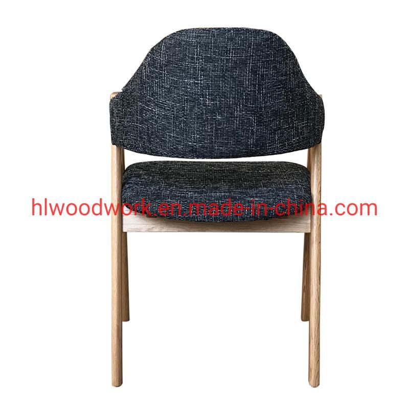 Oak Wood Tai Chair Oak Wood Frame Natural Color Grey Fabric Cushion and Back Dining Chair Coffee Shop Chair Office Chair