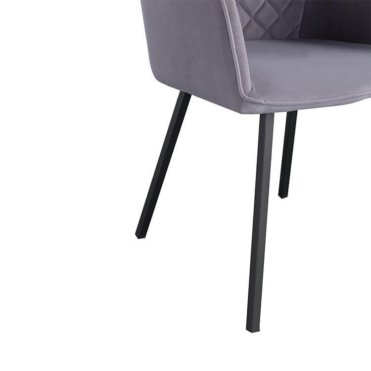 OEM Wholesale Elegant Dining Chair Metal Leg Soft Velvet Fabric Dining Room Chair