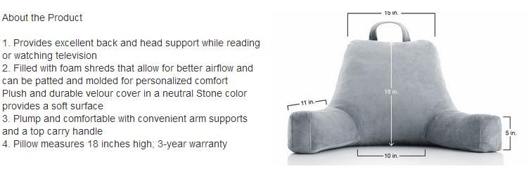 Ultra Plush Brushed Microfiber Bed Rest Lounger TV Reading Pillow