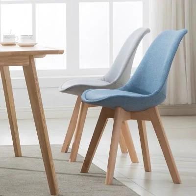 Colorful Upholstered Fabric Wooden Legs Tulip Dining Chair