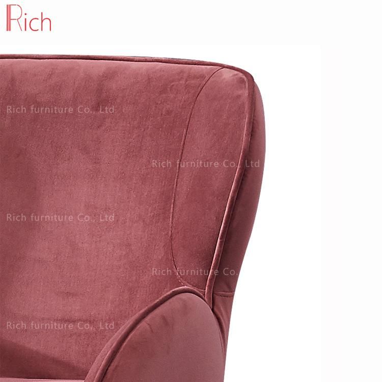 Modern Furniture Fabric Dinning Chair Restaurant Stainless Steel Legs Red Velvet Leisure Chair