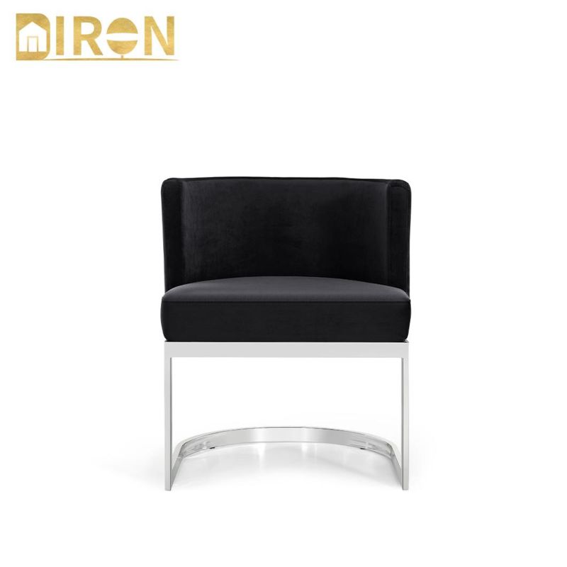 Kitchen/Living Room Velvet Strong Metal Stainless Steel Legs Upholstered Dining Chair for Restaurant