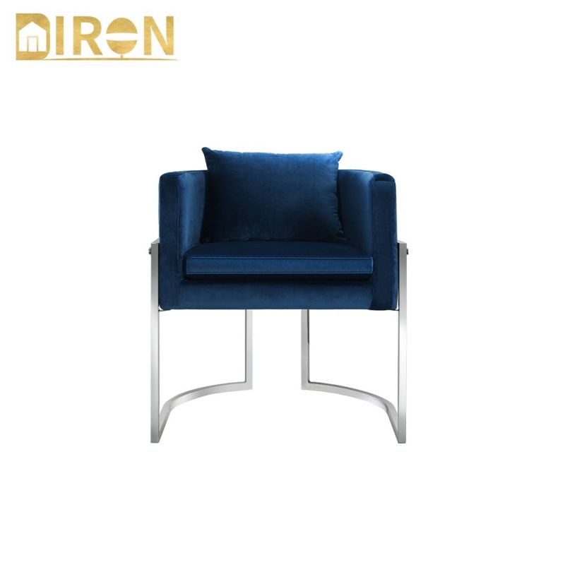 New Fashionable Luxury Soft Fabric Dining Seating Stainless Steel Frame Chair