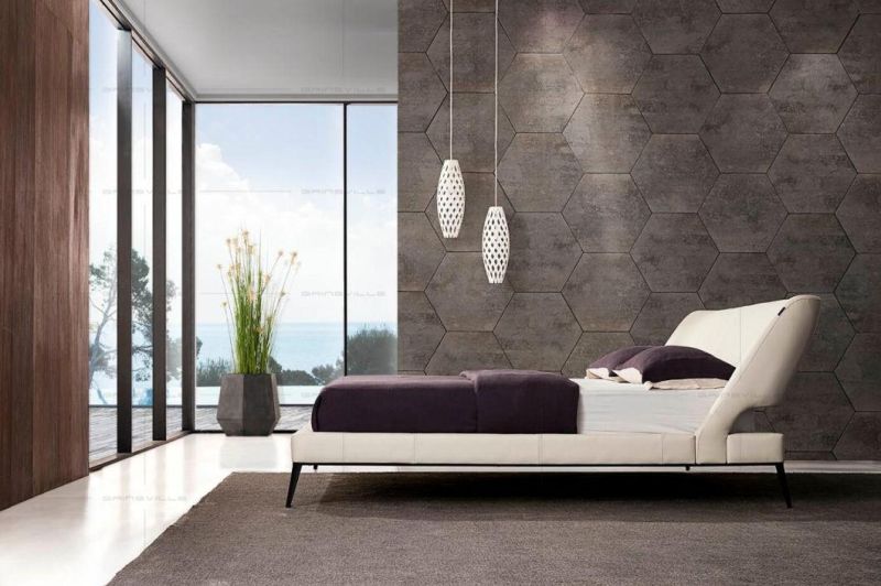 Modern Italy Design Bedroom Furniture Leather Wall Bed with Stainess Steel Legs Furniture Set