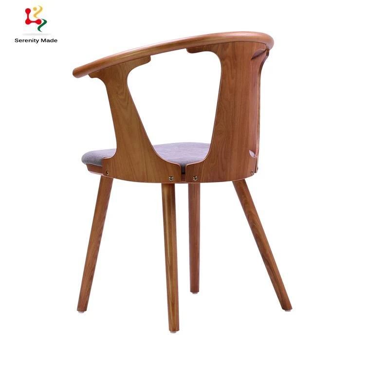 Modern Leisure Coffee Furniture Wooden Fabric Upholstery Seat Dining Chair