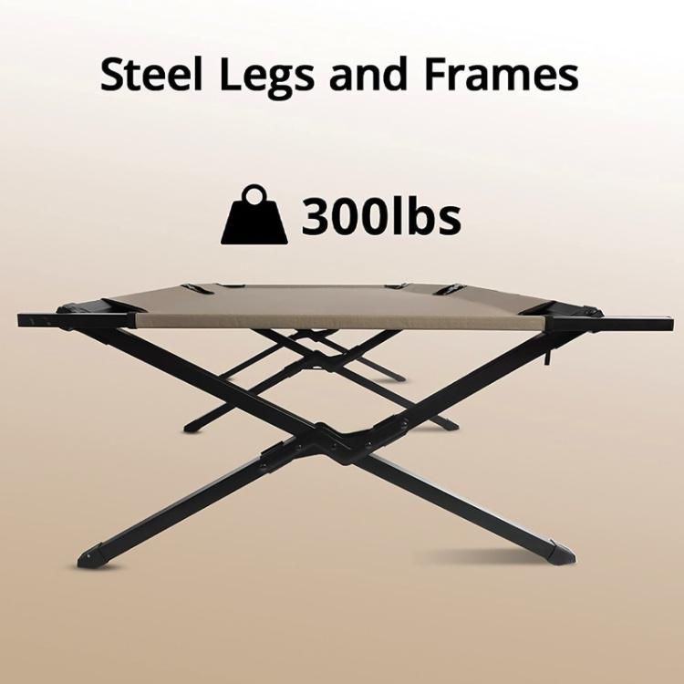 New Camp Cot Folding Camping Cot Guest Bed 300 Lbs Capacity Steel Frame Strong 300d Polyester