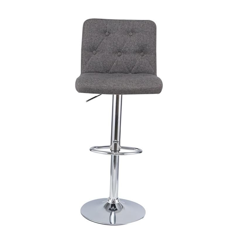 Modern Double Needle Sewing Adjustable Chrome Footrest and Base Fabric Seat High Bar Stools for Bar Counter Kitchen and Home