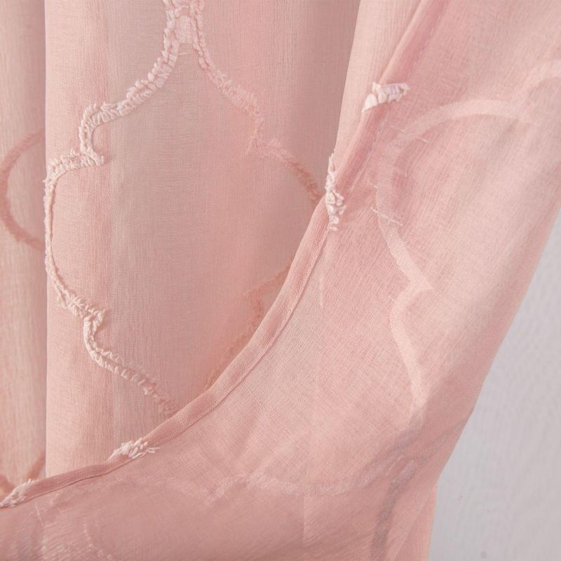 New Polyester Woven Jacquard Embroidery Pink Semi-Shaded Relief Decorative Furniture, Studio, Cafe Curtain Fabrics