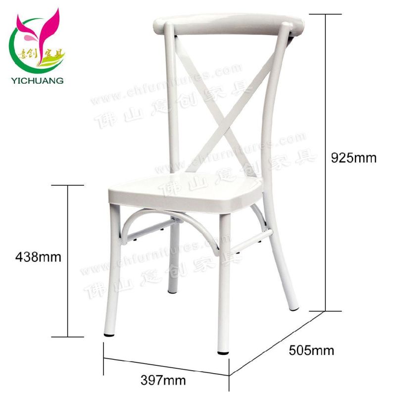 Yc-A68 Hot Selling 2019 Stackable Metal Chrome Cross Back White Wedding Chair