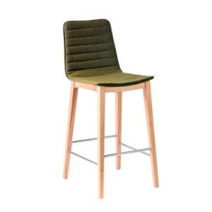 China Factory Ash Wood Frame with Fabric Upholstery Seat Bar Cocktail Stool