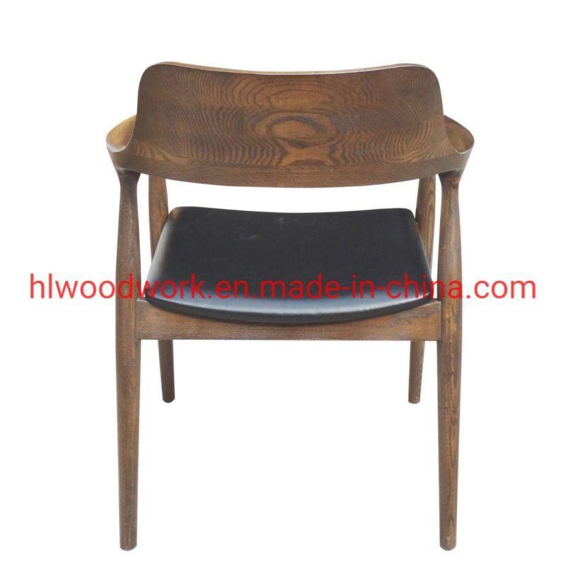 Modern Design Furniture Chair Dining Chair Oak Wood Walnut Color Black PU Cushion Chair Wooden Chair Furniture Living Room Furniture Dining Chair