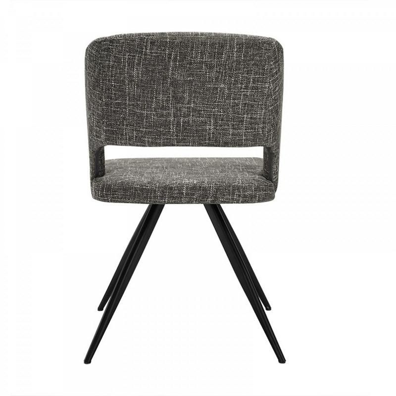 Fabric Upholstered Grey Dining Chair with Cut out Back