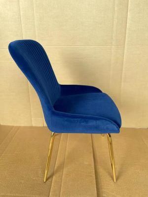 Factory Wholesale Luxury Comfortable Velvet Soft Cushion Metal Leg Dining Chair