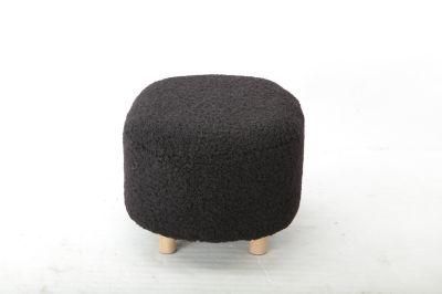 Fabric Round Velvet Stool Grey with Wooden Customized Living Room Furniture Home Stool &amp; Ottoman Modern Home Storage Acceptalbe