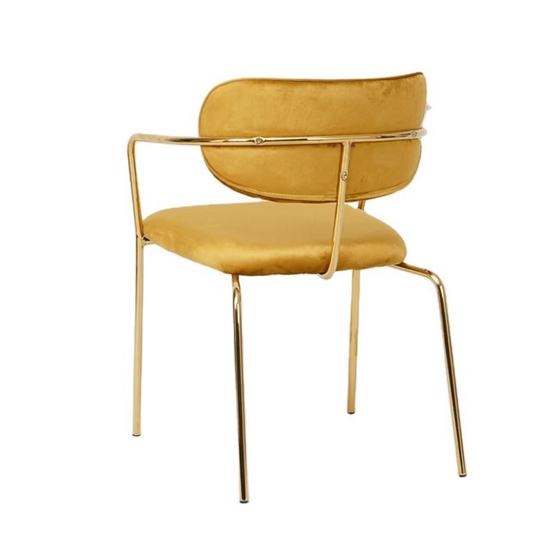 New Design Modern Fabric Kitchen Restaurant Armchair with Yellow Velvet Dining Chair