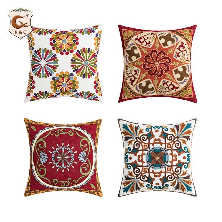 Simple Cushion Cover / Printed Cushion Cover, Modern Ethnic Style Mandala Velvet Car Chair Handmade Square Seat Velvet Fabric