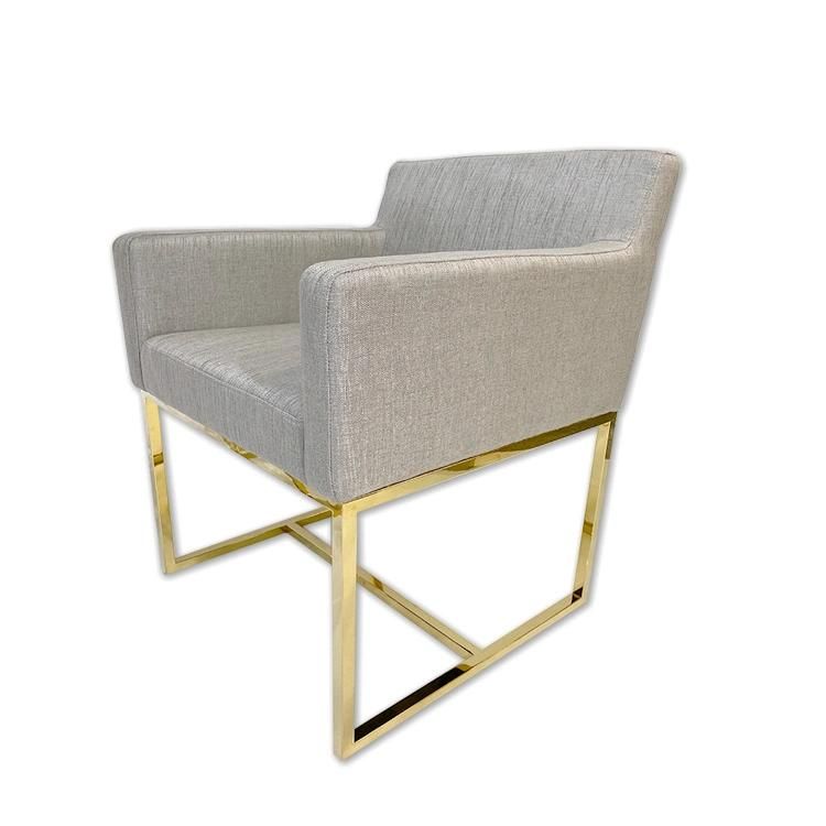 Modern Living Room Chairs with Armrest Gold Stainless Steel Legs Fabric Top Chair for Hotel