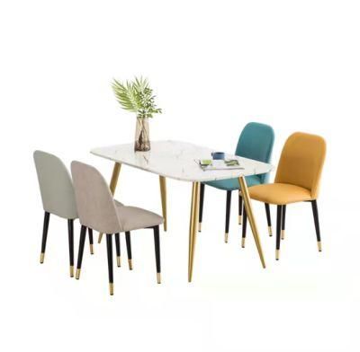 Popular Small Apartment Rectangle Shape Marble Dining Table with Chair for Home Furniture Sets