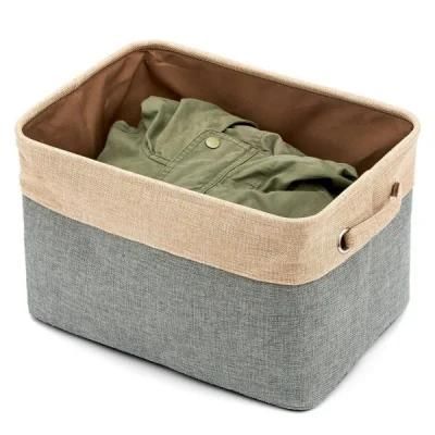 Thewarmhome Decorative Basket Rectangular Fabric Storage Bin Organizer Basket with Handles for Clothes Storage